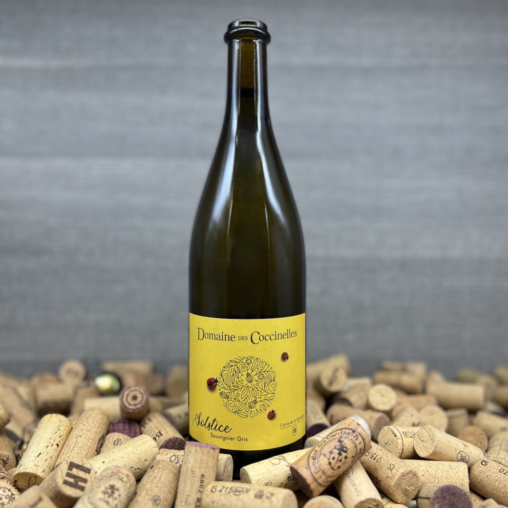 Solstice Souvignier Gris, Cave de la Beroche, lieblicher Sommerwein Weisswein, Biowein Neuenburg Neuchatel, Wein Sonnenwende Marienkäfer